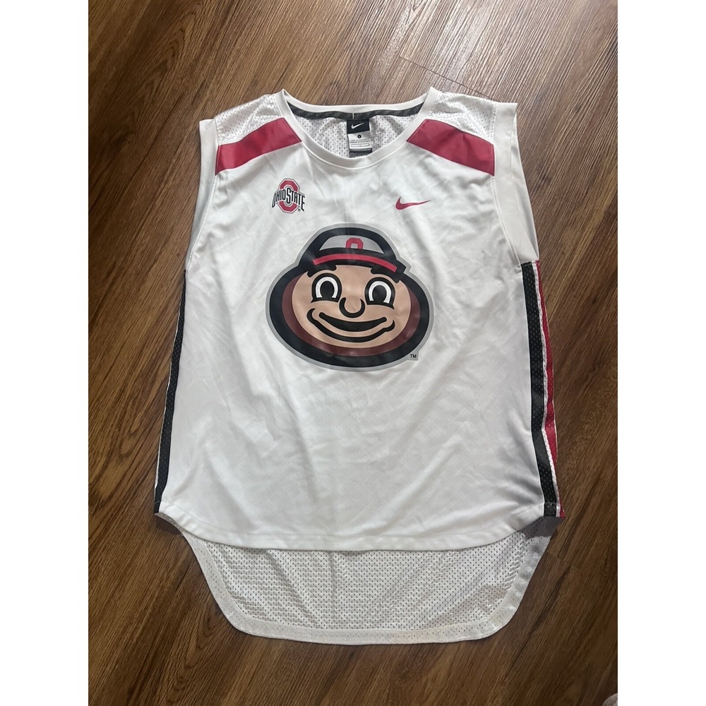 Ohio State Buckeyes White Nike Brutus Buckeye Basketball Jersey Shirt Tank Top L